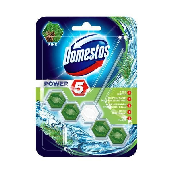 Domestos Тоалетен освежител с аромат на бор - Domestos Power 5 Pine, 55 гр