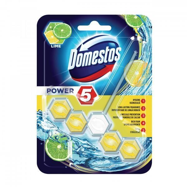 Domestos Тоалетен освежител за въздух с вкус на лайм - Domestos Power 5 Lime, 55 гр