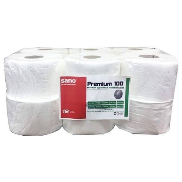Sano Тоалетна хартия MiniJumbo - Sano Premium 100, 12 ролки