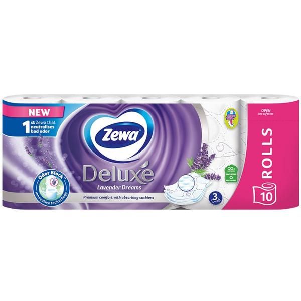 Zewa Тоалетна хартия с аромат на лавандула 3 слоя - Zewa Deluxe Lavender Dreams, 10 ролки