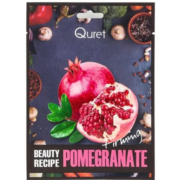 Quret Тонизираща маска за лице с екстракт от нар - Quret Beauty Recipe Pomegranate, 25 гр
