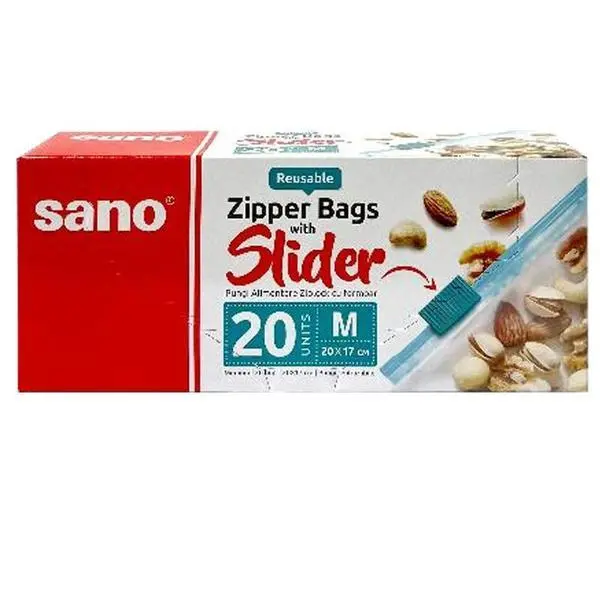 Sano Торбички за храна с цип и плъзгач - Sano M, 20 бр