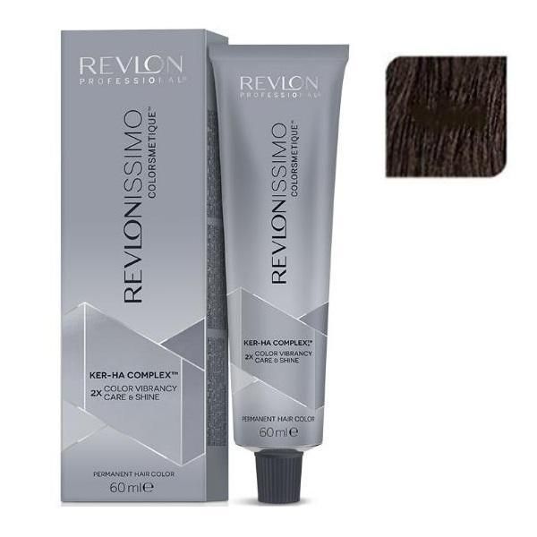 Revlon Professional Трайна боя - Revlon Professional Revlonissimo Colorsmetique Ker-Ha Complex Permanent Hair Color, нюанс 4.11 Medium Intense Ash Brown, 60 мл