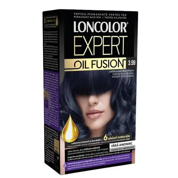 Loncolor Трайна боя за коса без амоняк - Loncolor Expert Oil Fusion, нюанс 3.99 Intense Blue Satin