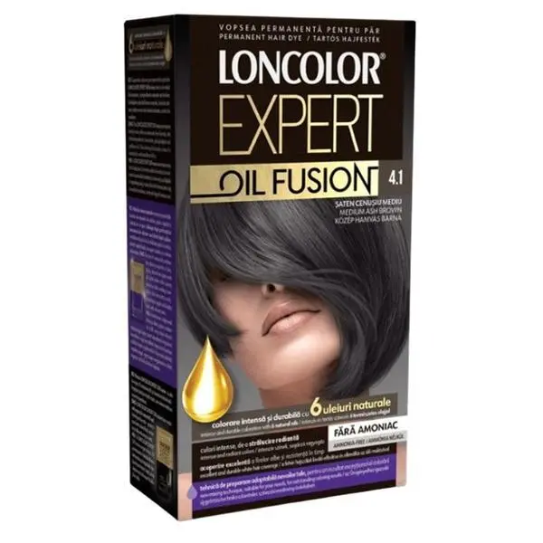 Loncolor Трайна боя за коса без амоняк - Loncolor Expert Oil Fusion, нюанс 4.1 Medium Ash Satin