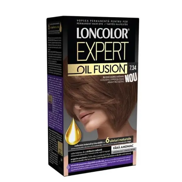 Loncolor Трайна боя за коса без амоняк - Loncolor Expert Oil Fusion, нюанс 7.34 Copper Golden Blonde