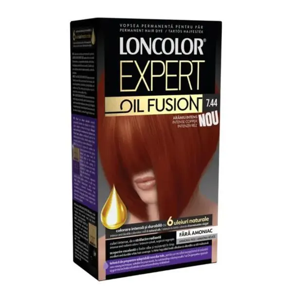 Loncolor Трайна боя за коса без амоняк - Loncolor Expert Oil Fusion, нюанс 7.44 Intense Copper