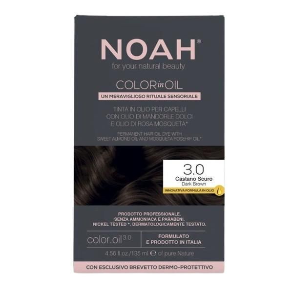 Noah Трайна боя за коса без амоняк на маслена основа - Noah Color in Oil, нюанс 3.0 Dark Brown (Тъмно кафяво), 135 мл
