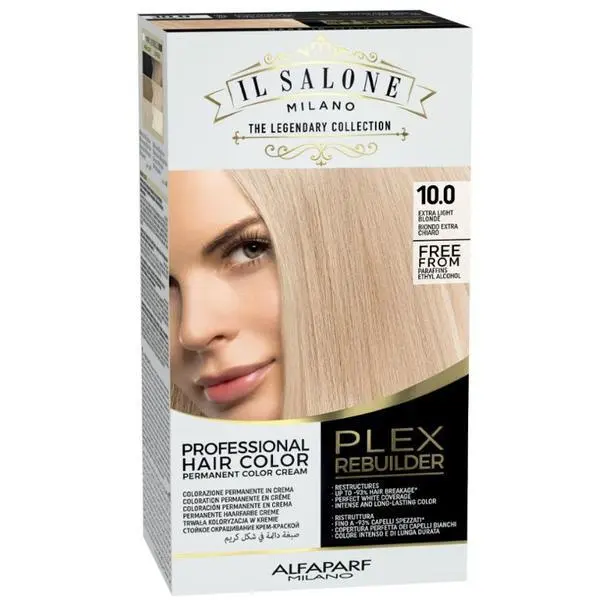 Alfaparf Milano Трайна боя за коса - Il Salone Milano Professional Plex Rebuilder Color Kit, нюанс 10.0 Екстра светло русо, 1 опаковка