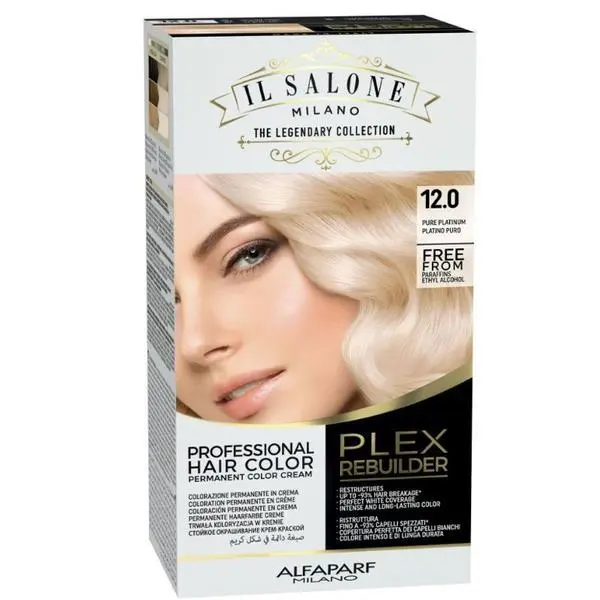 Alfaparf Milano Трайна боя за коса - Il Salone Milano Professional Plex Rebuilder Color Kit, нюанс 12.0 Pure Platinum, 1 опаковка