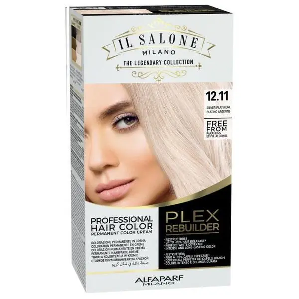 Alfaparf Milano Трайна боя за коса - Il Salone Milano Professional Plex Rebuilder Color Kit, нюанс 12.11 Сребърно Платинум, 1 опаковка