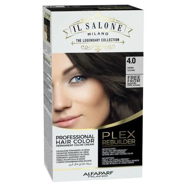 Alfaparf Milano Трайна боя за коса - Il Salone Milano Professional Plex Rebuilder Color Kit, нюанс 4.0 Кафяв, 1 опаковка