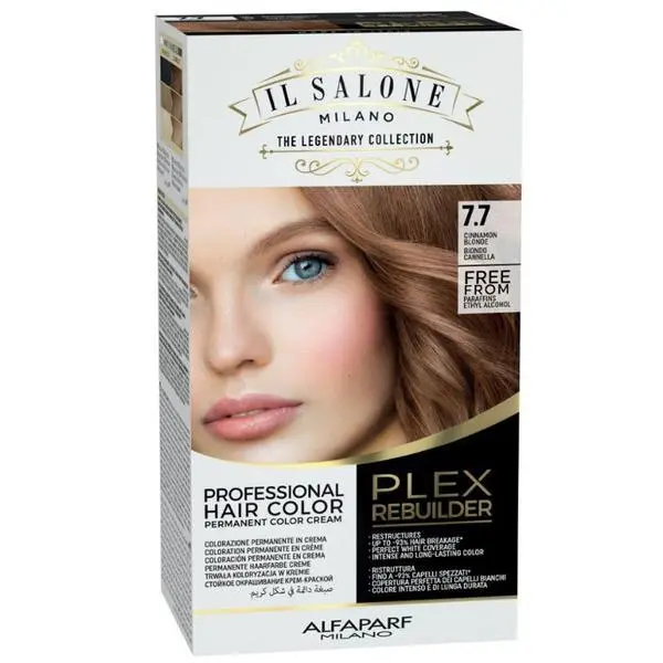 Alfaparf Milano Трайна боя за коса - Il Salone Milano Professional Plex Rebuilder Color Kit, нюанс 7.7 Канела русо, 1 опаковка