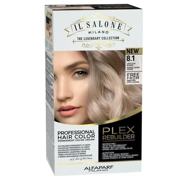 Alfaparf Milano Трайна боя за коса - Il Salone Milano Professional Plex Rebuilder Color Kit, нюанс 8.1 Светло пепеляво русо, 1 опаковка