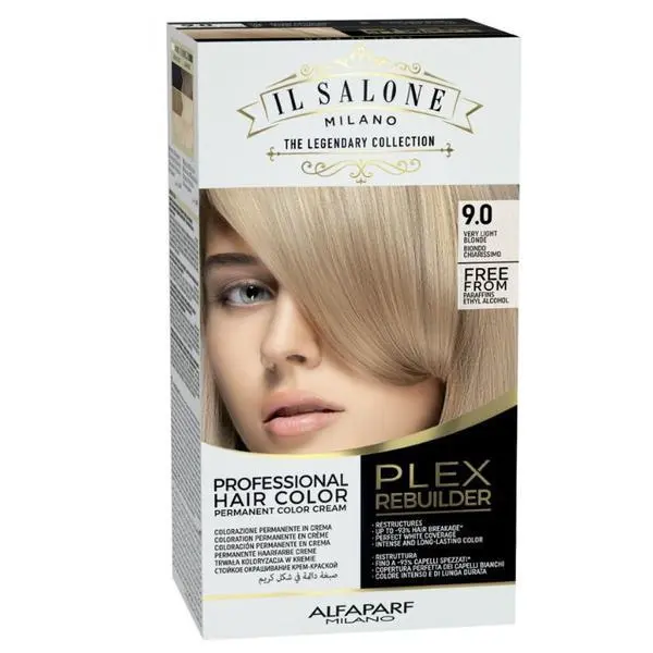 Alfaparf Milano Трайна боя за коса - Il Salone Milano Professional Plex Rebuilder Color Kit, нюанс 9.0 Светло русо, 1 опаковка