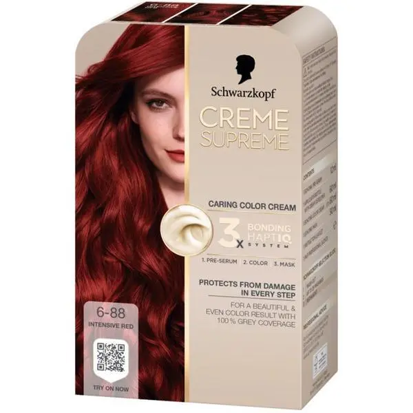Schwarzkopf Трайна боя за коса - Кремообразна боя за коса - Schwarzkopf Creme Supreme 3x Bonding HaptIQ System, нюанс 6-88 Интензивно червено, 1 опаковка