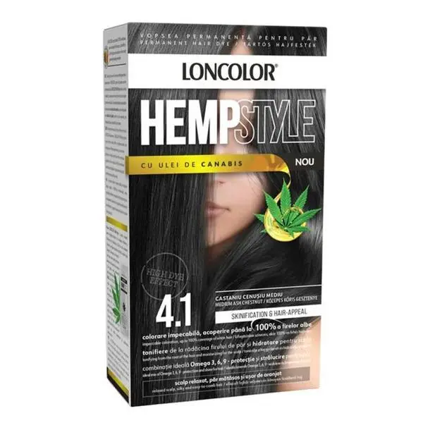Loncolor Трайна боя за коса с амоняк - Loncolor HempStyle, нюанс 4.1 Medium Ash Brown