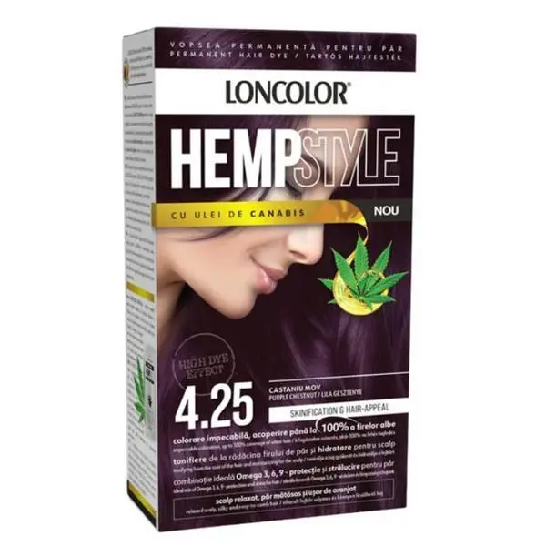 Loncolor Трайна боя за коса с амоняк - Loncolor HempStyle, нюанс 4.25 Лилав кестен