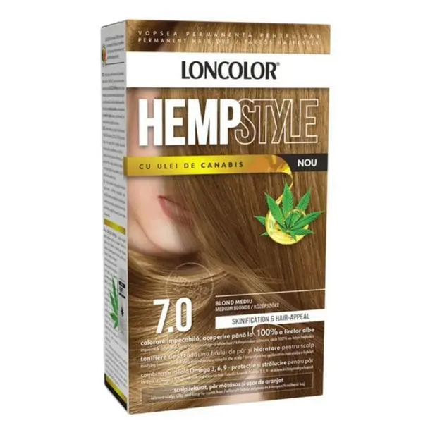 Loncolor Трайна боя за коса с амоняк - Loncolor HempStyle, нюанс 7.0 Средно русо