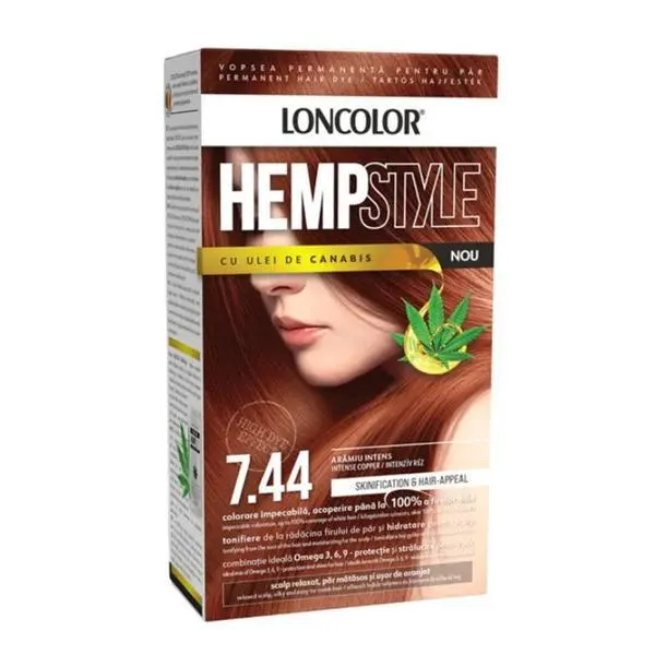 Loncolor Трайна боя за коса с амоняк - Loncolor HempStyle, нюанс 7.44 Intense Copper