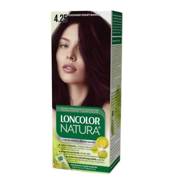 Loncolor Трайна боя за коса с амоняк - Loncolor Natura, нюанс 4.25 Кестеняво-виолетово-махагоново, 1 опаковка