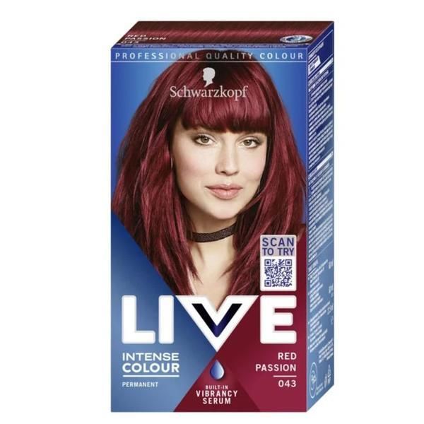 Live Трайна боя за коса - Schwarzkopf Live Intense Colour Permanent Built-in Vibrancy Serum, нюанс 043 Red Passion