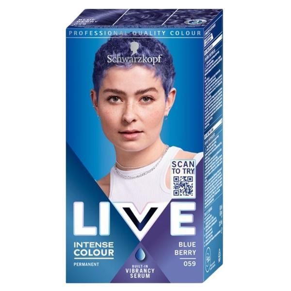 Live Трайна боя за коса - Schwarzkopf Live Intense Colour Permanent Built-in Vibrancy Serum, нюанс 059 Blue Berry