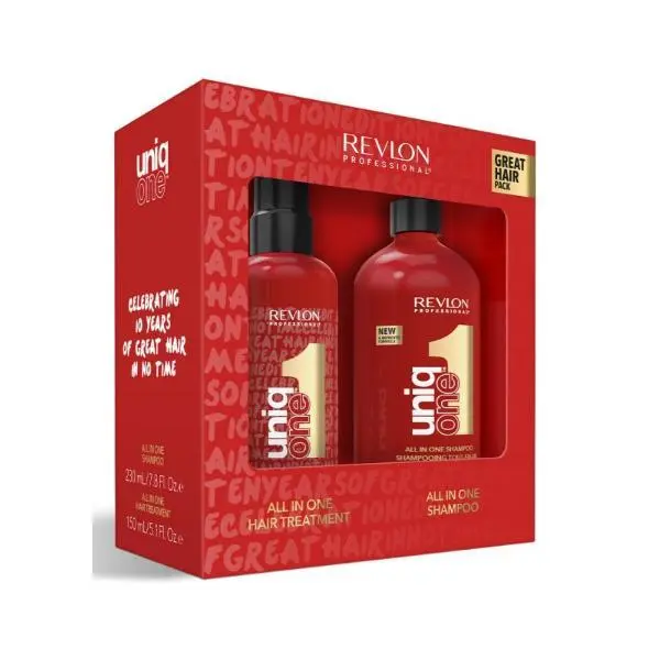 Revlon Professional Третиране на коса и пакет с шампоан - Revlon Professional Uniq One ????Great Hair Pack All in One Hair Treatment 150 мл + All in One шампоан 230 мл