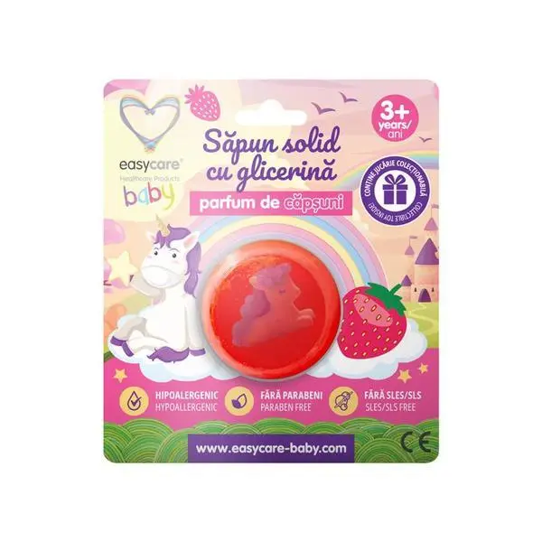 Easy Care Baby Твърд глицеринов сапун и играчка за деца - Easycare Baby с аромат на ягода, 3 години +, 100 гp
