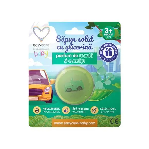Easy Care Baby Твърд сапун с глицерин и играчка за деца - Easycare Baby с аромат на мента и евкалипт, 3 години +, 100 гp