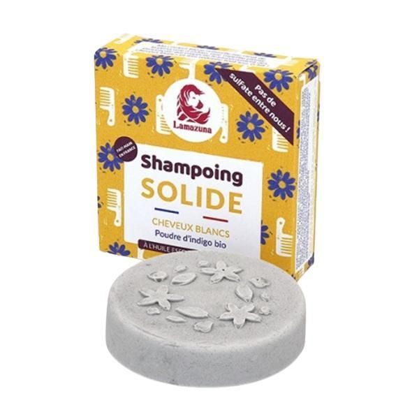 Lamazuna Твърд шампоан за бяла или руса коса с органичен прах индиго - Lamazuna Shamponing Solid Cheveux Blancs, 70 гр