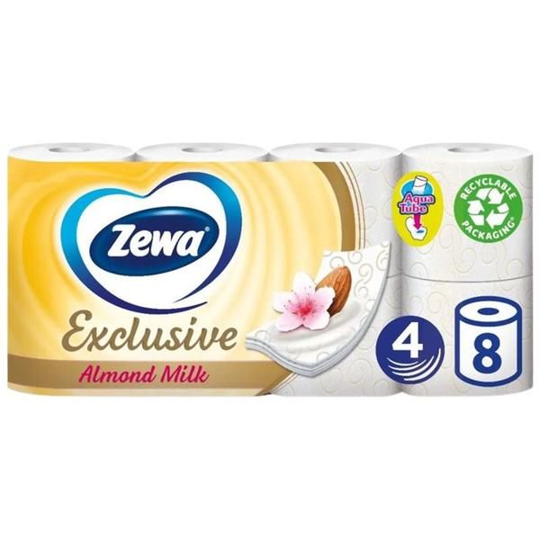 Zewa Ултра фина тоалетна хартия с аромат на бадем 4 слоя - Zewa Exclusive, 8 ролки