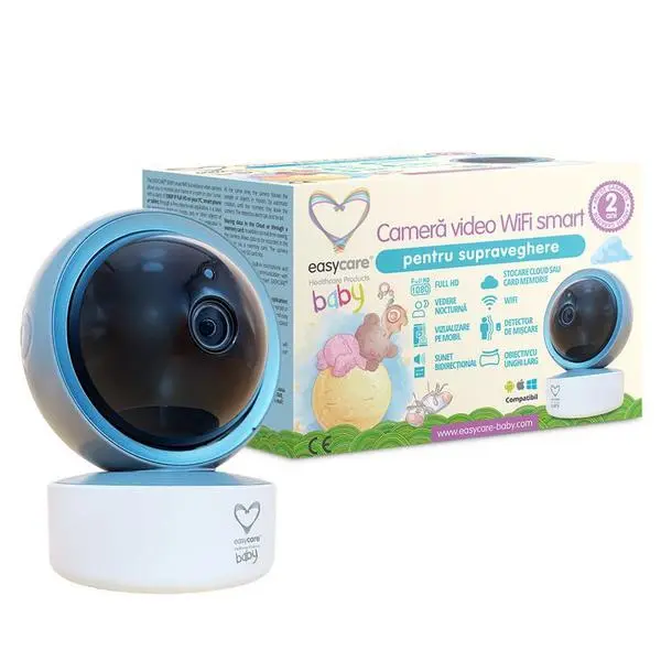 Easy Care Baby Умна WiFi видеокамера за наблюдение - Easycare Baby, Full HD 1080P, нощно виждане, двупосочен звук, детектор за движение, 1 бр