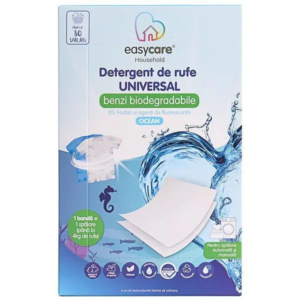 Easy Care Универсални биоразградими ленти за пране - Easycare Household Ocean, 80 бр