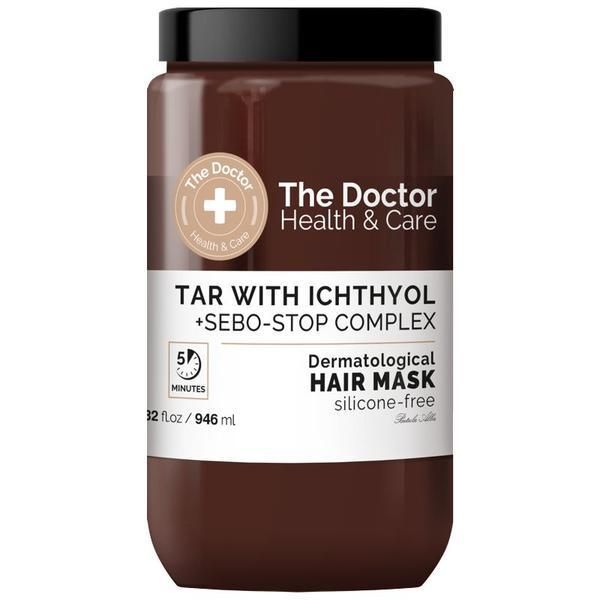 The Doctor Health & Care Успокояваща маска за коса The Doctor Health &amp; Care Anti-Dandruff Mask - Tar With Ichthyol and Sebo-Stop Complex Dermatological Hair Mask, 946 мл