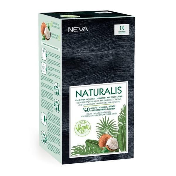 Naturalis Веган боя за коса без амоняк - Naturalis, Neva, нюанс 1.0 Intense Black, 150 мл