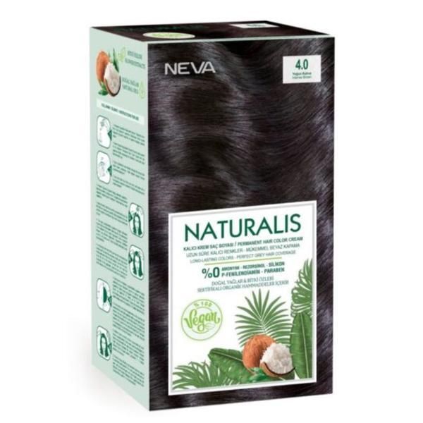 Naturalis Веган боя за коса без амоняк - Naturalis, Neva, нюанс 4.0 Intense Satin, 150 мл