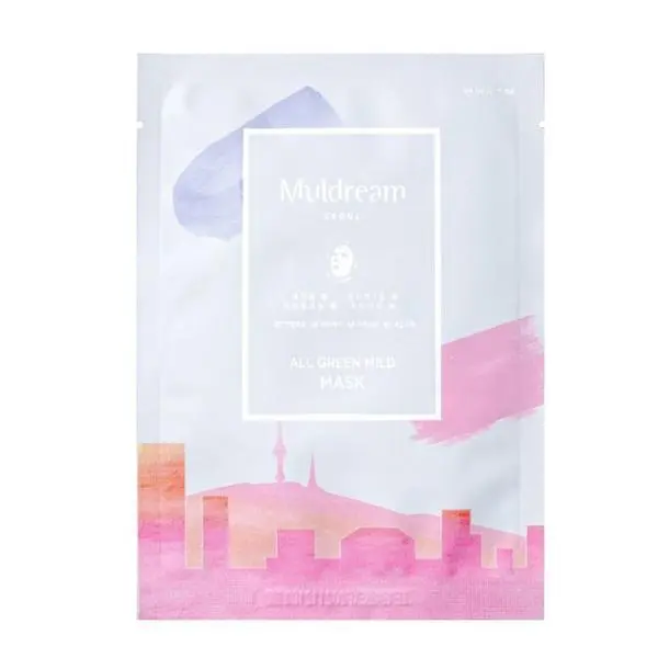 Muldream Веган маска за лице, хидратираща и успокояваща - Muldream Vegan All Green Mild Mask, 25 мл