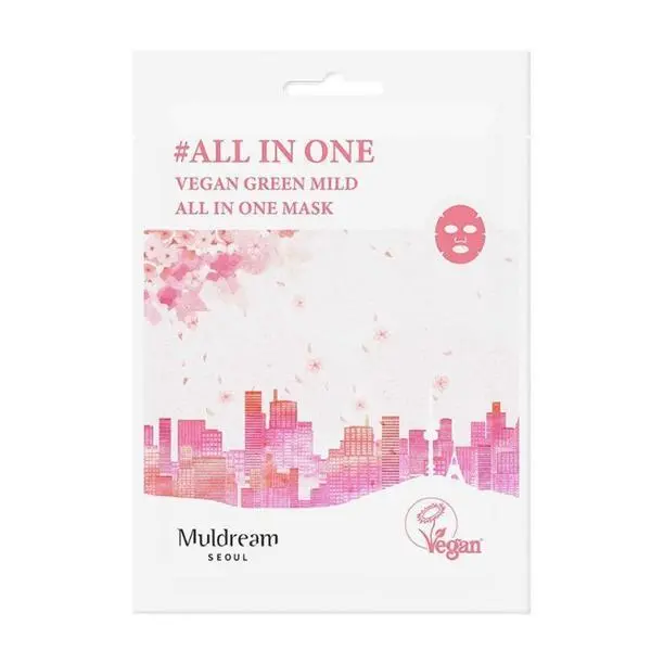 Muldream Веганска маска за лице, хидратираща - Muldream Vegan Green Mild All-in-One Mask, 25 мл