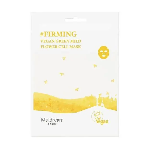 Muldream Веганска тонизираща маска за лице с екстракт от цветя - Muldream Vegan Green Mild Flower Cell Mask, 25 мл