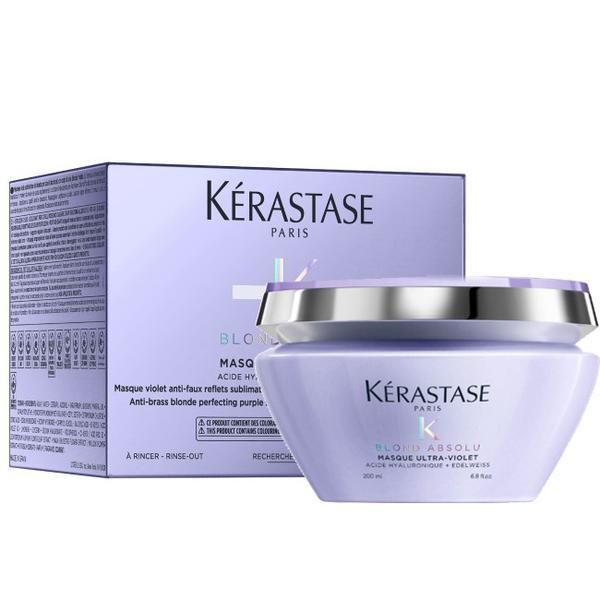 Kerastase Виолетова маска за неутрализиране на жълти тонове - Kerastase Blond Absolu Masque Ultra-Violet Anti-Brass Blonde Perfecting Purple Masque, 200мл