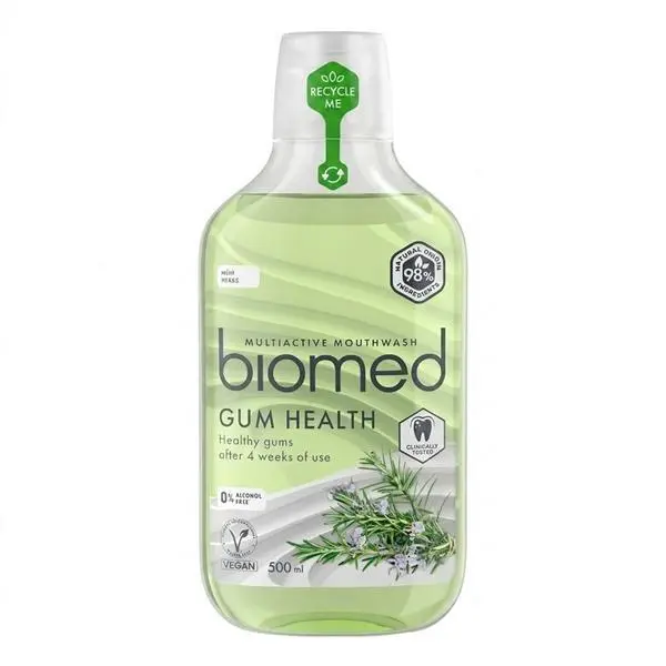 Biomed Вода за уста с мента и растителни екстракти - Biomed Gum Health Multiactive Mouthwash, 500 мл