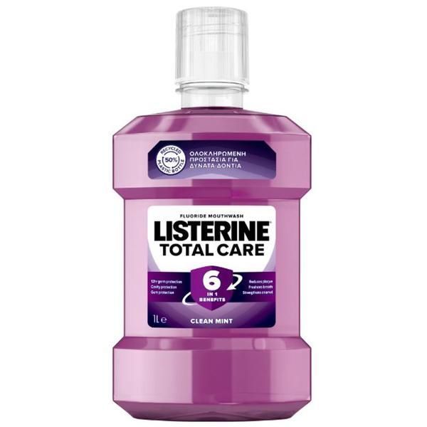 Listerine Вода за уста - Total Care Clean Mint 6in1 Benefits, 1000 мл