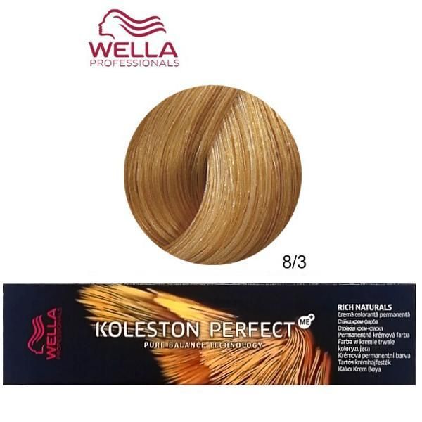 Wella Professionals Vopsea Crema Permanenta - Wella Professionals Koleston Perfect ME+ Rich Naturals, nuanta 8/3 Blond Deschis Auriu