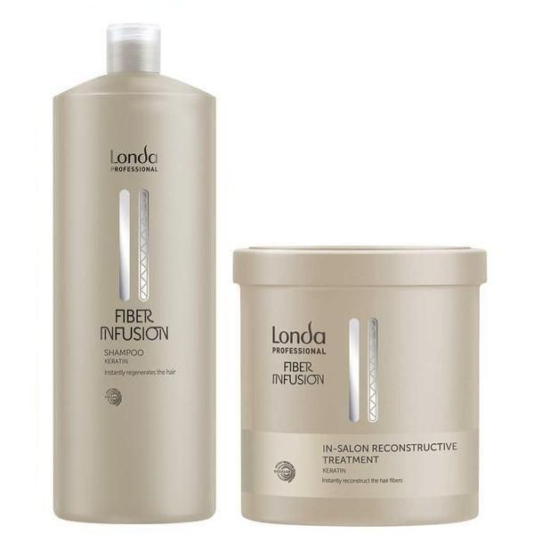 Londa Professional Възстановителен пакет с Кератин - Londa Professional Fiber Infusion: Шампоан 1000 мл, Лечение 750 мл