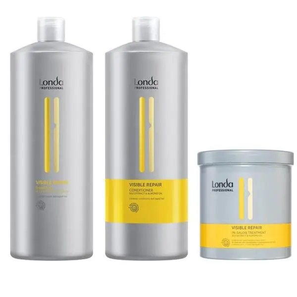 Londa Professional Възстановяващ пакет - Londa Professional Visible Repair: Шампоан 1000 мл, Балсам 1000 мл, Третиране 750 мл
