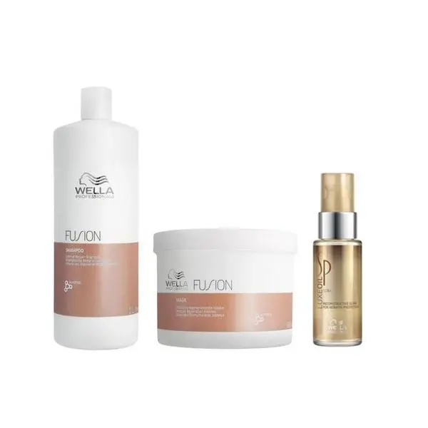 Wella Professionals Възстановяващ пакет - Wella Professionals Fusion Intense Repair: Шампоан 1000 мл + Маска 500 мл + Реконструктивно масло 30 мл