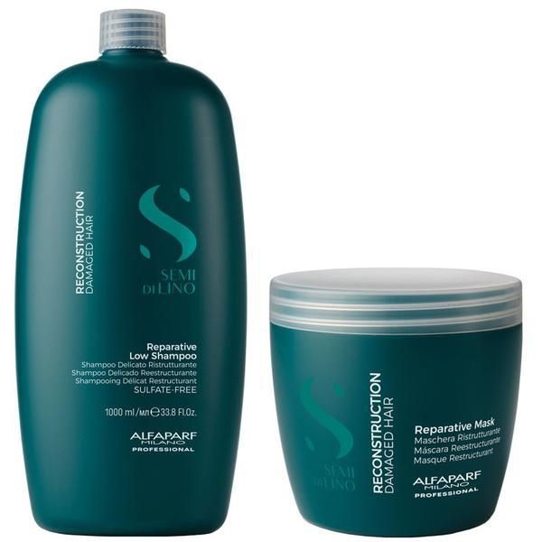 Alfaparf Milano Възстановяващ пакет за увредена коса - Alfaparf Milano Semi Di Lino Reconstruction Reparative: Шампоан 1000 мл + Маска 500 мл