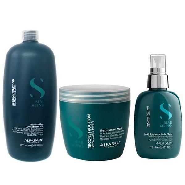 Alfaparf Milano Възстановяващ пакет за увредена коса Alfaparf Milano - Шампоан 1000мл, Маска 500мл, Терапия 125мл