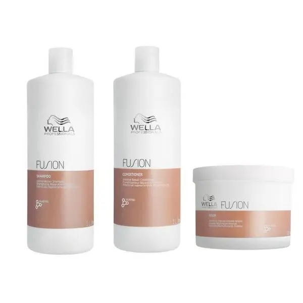 Wella Professionals Възстановяващ пакет за увредена коса - Wella Professionals Fusion: Шампоан 1000 мл, Балсам 1000 мл, Маска 500 мл